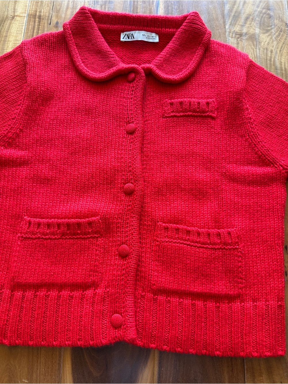 Zara women’s large Red Knit Short-Sleeve Cardigan - Picture 6 of 8